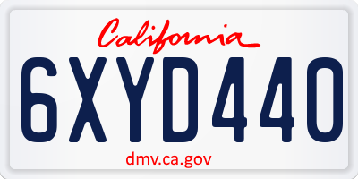 CA license plate 6XYD440