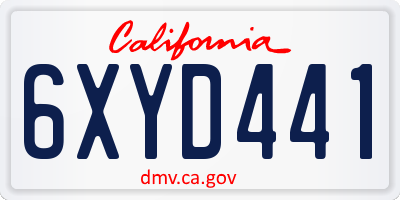 CA license plate 6XYD441