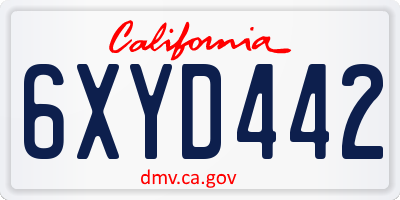 CA license plate 6XYD442