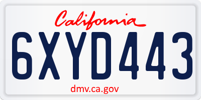 CA license plate 6XYD443