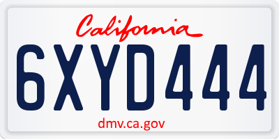 CA license plate 6XYD444