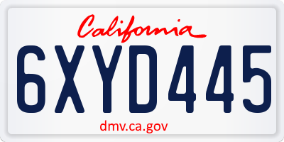 CA license plate 6XYD445