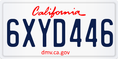 CA license plate 6XYD446