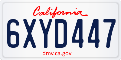 CA license plate 6XYD447