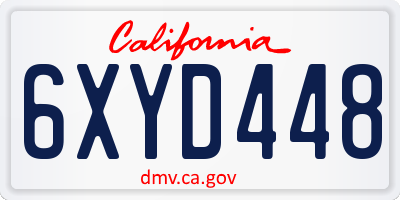CA license plate 6XYD448