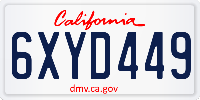CA license plate 6XYD449
