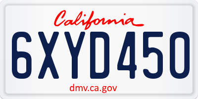 CA license plate 6XYD450