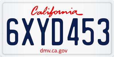 CA license plate 6XYD453
