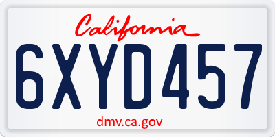 CA license plate 6XYD457