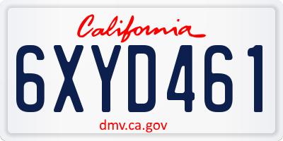 CA license plate 6XYD461