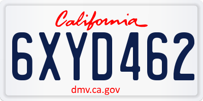 CA license plate 6XYD462