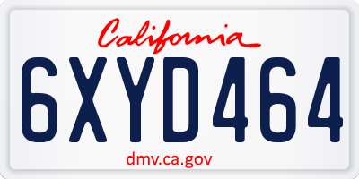 CA license plate 6XYD464