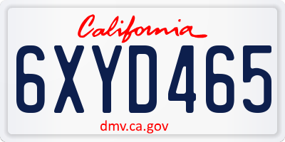 CA license plate 6XYD465