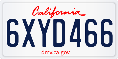 CA license plate 6XYD466