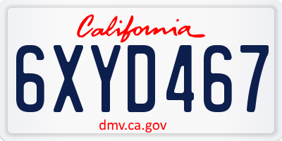 CA license plate 6XYD467