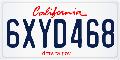 CA license plate 6XYD468