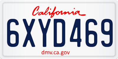 CA license plate 6XYD469