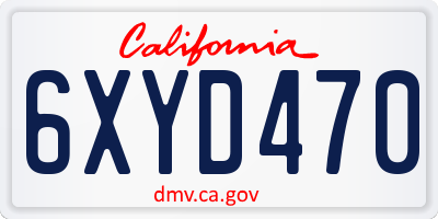 CA license plate 6XYD470