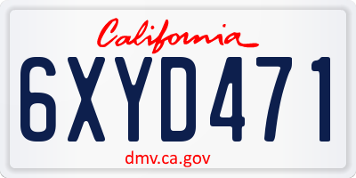 CA license plate 6XYD471