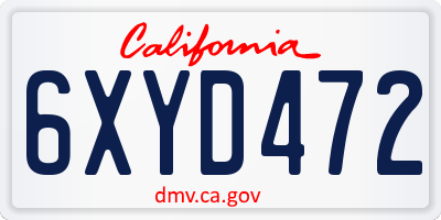 CA license plate 6XYD472