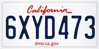 CA license plate 6XYD473