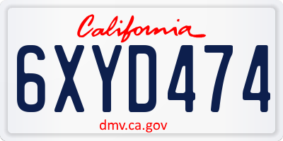 CA license plate 6XYD474
