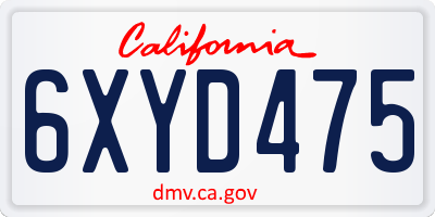CA license plate 6XYD475