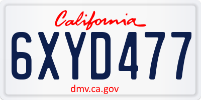 CA license plate 6XYD477