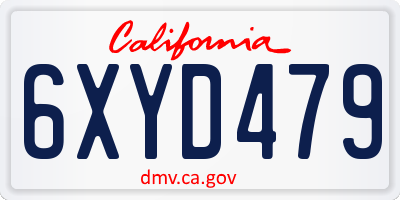 CA license plate 6XYD479