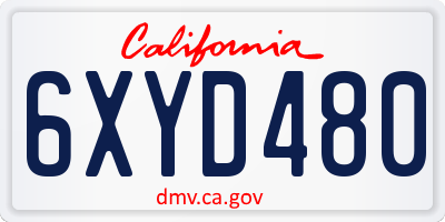CA license plate 6XYD480