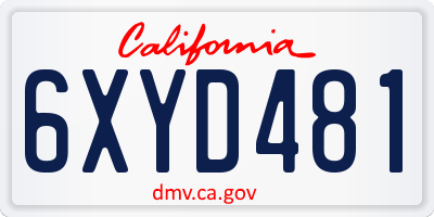 CA license plate 6XYD481