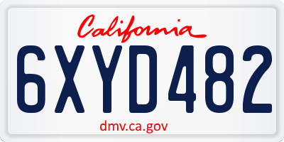 CA license plate 6XYD482
