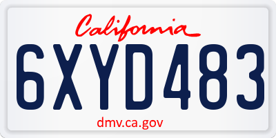 CA license plate 6XYD483
