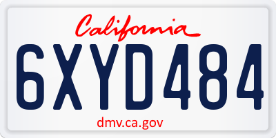 CA license plate 6XYD484