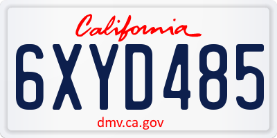 CA license plate 6XYD485