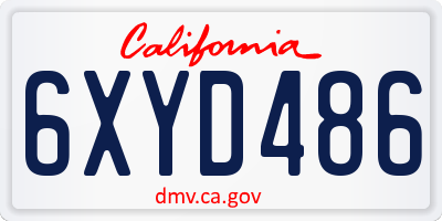 CA license plate 6XYD486