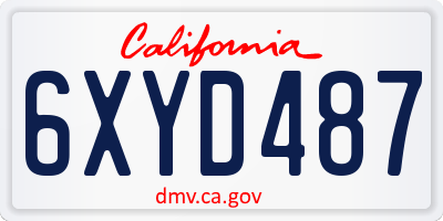 CA license plate 6XYD487