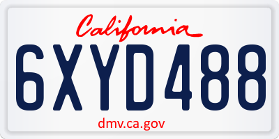 CA license plate 6XYD488