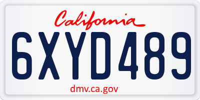 CA license plate 6XYD489