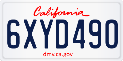 CA license plate 6XYD490
