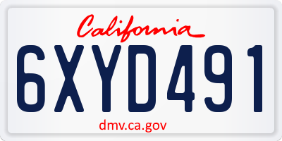 CA license plate 6XYD491