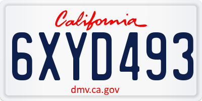 CA license plate 6XYD493