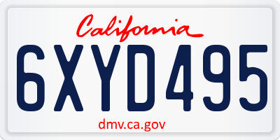 CA license plate 6XYD495