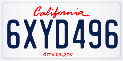 CA license plate 6XYD496