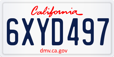 CA license plate 6XYD497