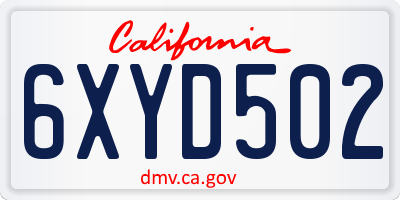 CA license plate 6XYD502