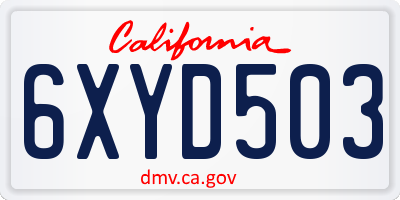 CA license plate 6XYD503