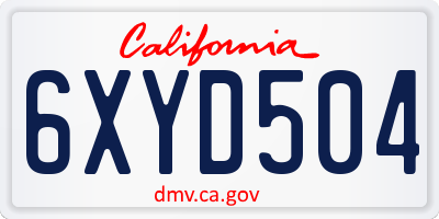CA license plate 6XYD504