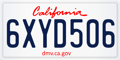 CA license plate 6XYD506