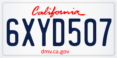 CA license plate 6XYD507